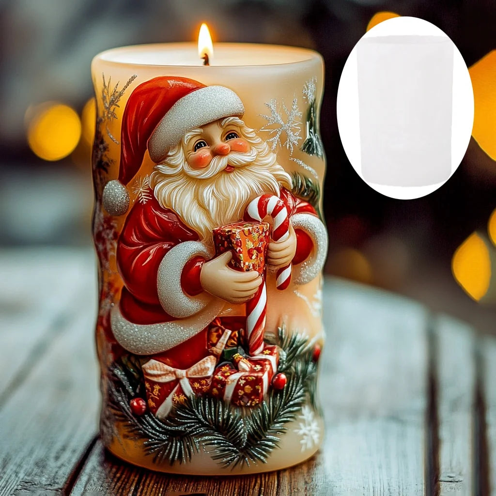 Santa Claus Take Balloon Cylindrical Scented Candle Silicone Mold Santa Claus Pull Balloon Resin Plaster Molds Christmas Gift