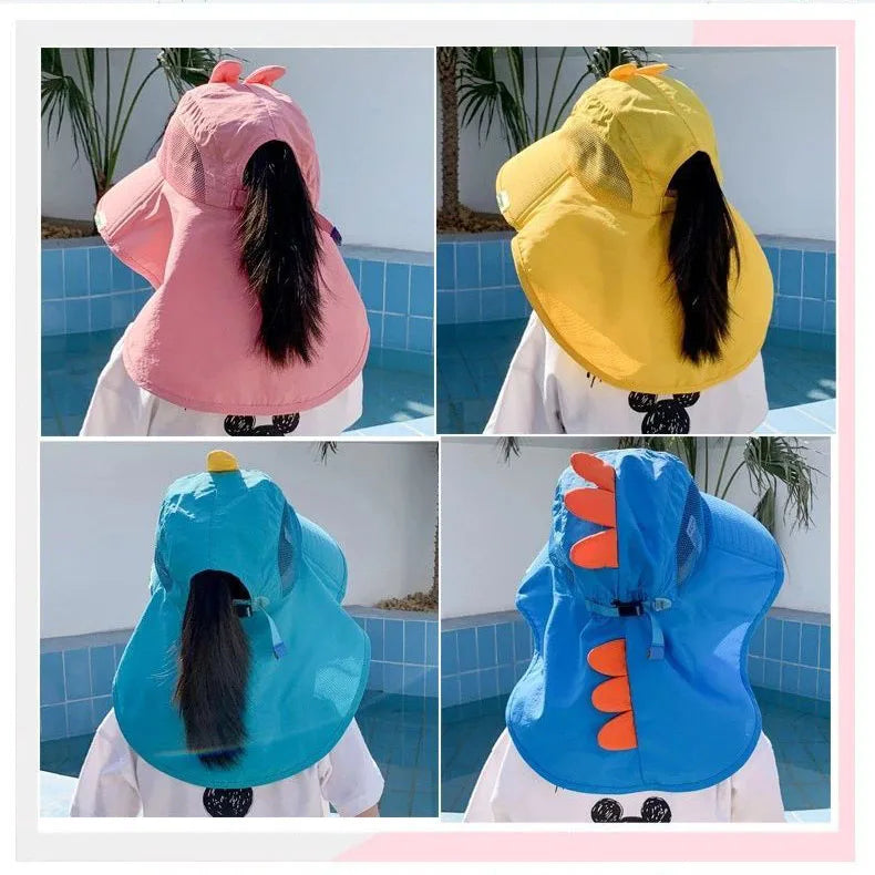 DANKEYISI Kids Bucket Hat Summer Sun Protection Large Brimmed Fisherman Hat Beach Animal Hat for Boys Girls Anti UV