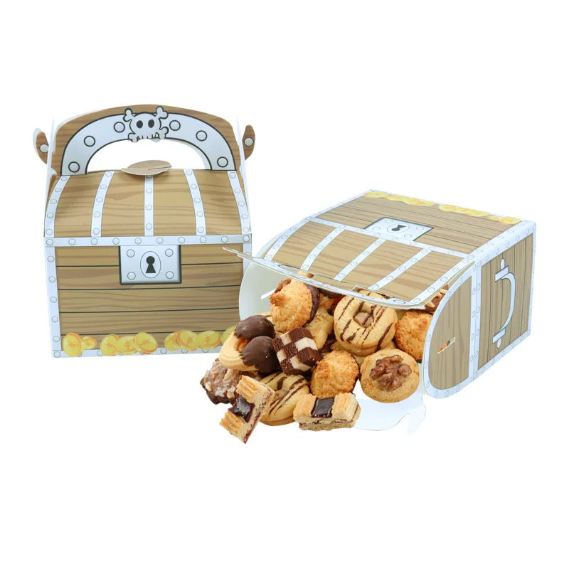 6/12pc Pirate Treasure Boxes Candy Goodie Box kids Halloween Party Favor DIY Treasure Gift Box Pirate Theme Birthday Party decor