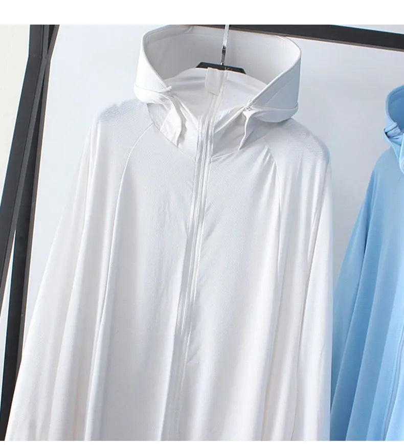 Sunscreen Sun Protection Long Coat Hooded Washable Ruffles Adjustable Waist Beach Anti-UV Dress For Women UPF50+ Long Coat 5XL