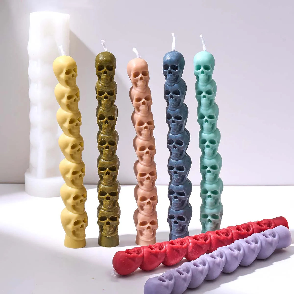 Spooky Stack Skull Silicone Candle Mold DIY Halloween Ornament Craft Making Supplies Soap Plaster Resin Casting Molds Home Decor