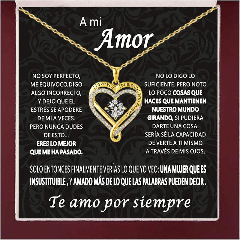 Christmas Gift To My Love Eternal Heart Double layered Heart Shaped Necklace With Gift Box Gilrfriend Wife Valentine's Day Gifts