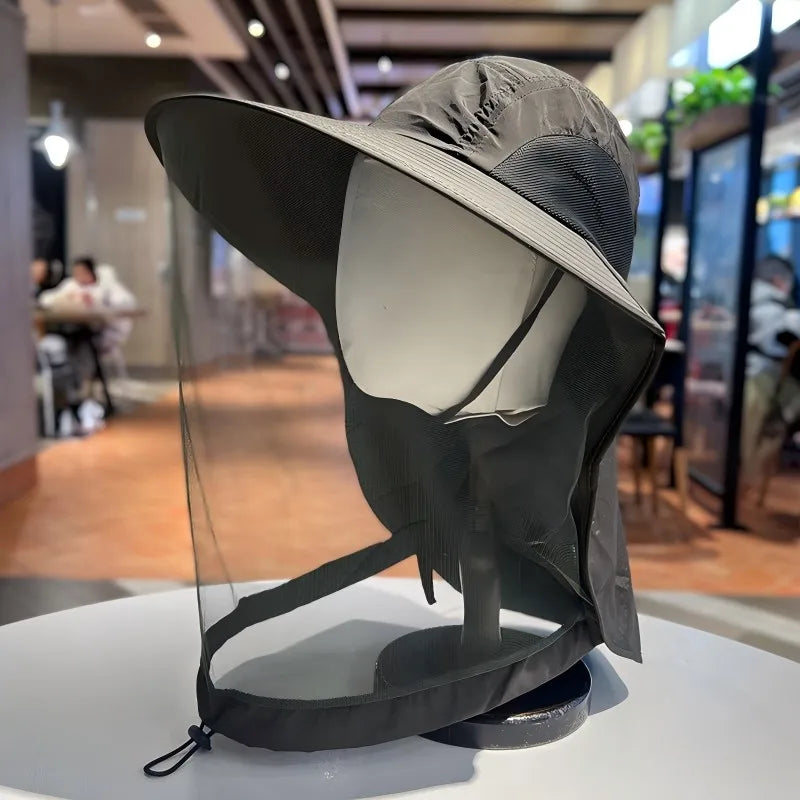 Outdoor Mosquito Repellent Hats - Sun Protection, Breathable Mesh Mask, Face Cover, Suitable for，mountaineering，Night Fishing