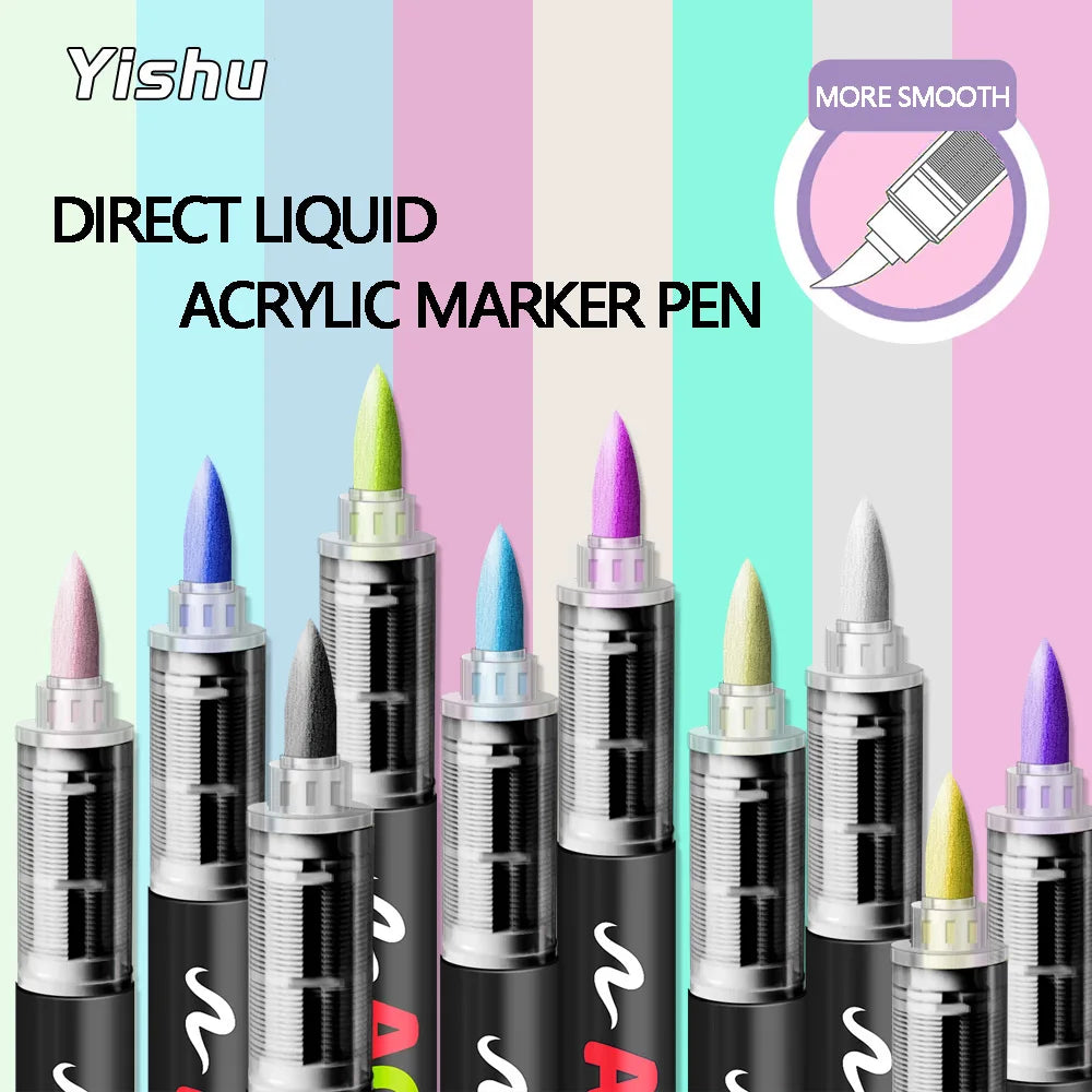 60/72/120/168 Color Acrylic Paint Pen Marker Brush Tip Paint Marker For Rock Painting Wood Canvas Stone Christmas Gift DIY Craft