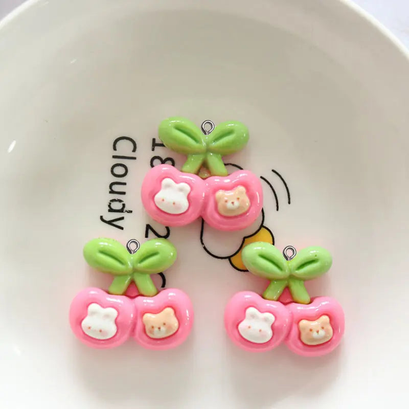 10Pcs Cute Cartoon Animal Cookies Resin Charms DIY Pendant Fun Earrings Necklace Jewelry Decor Kawaii Keychain Phone Craft Hook