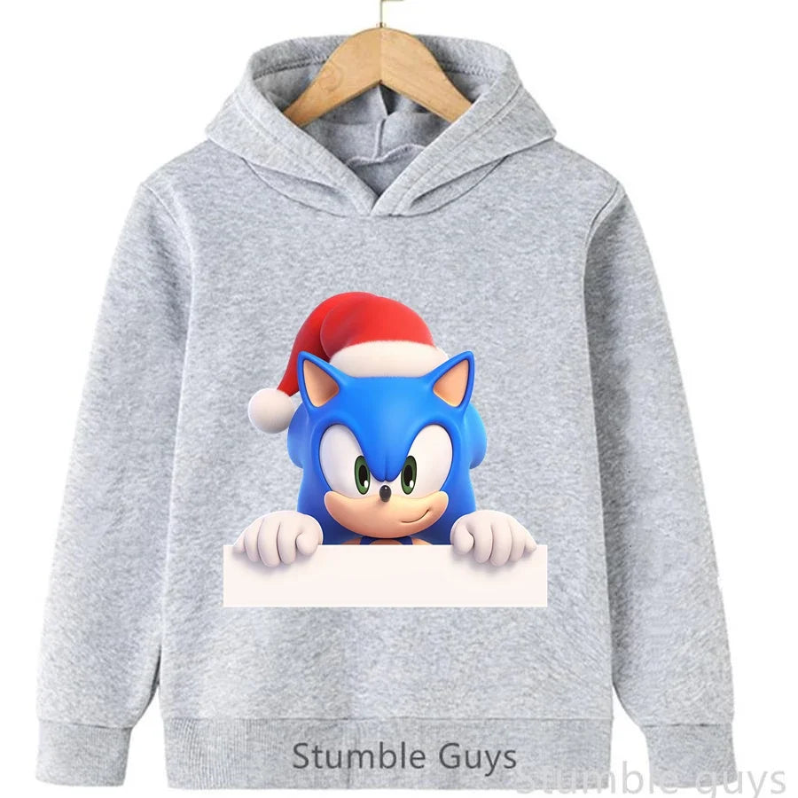 Anime Sonic Kids Hoodie Trucksuit Autumn Boys Girls Cartoon Clothes Christmas Gift Trendy Match Cardigan Sweatshirt