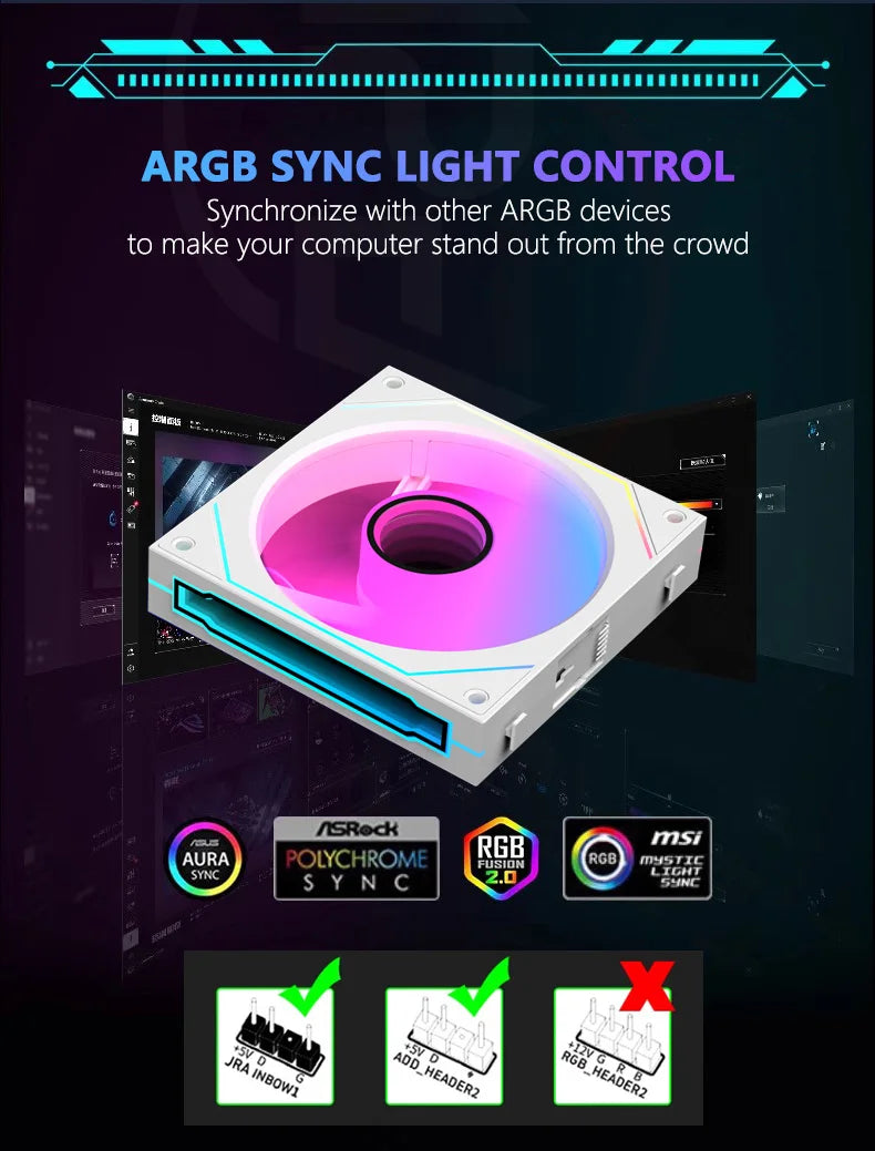 JUMPEAK MX120 360mm Modular Wireless Splicing 120mm PC Case Cooling Fan ARGB Infinite Mirror Light Effect For Water Cooler Fan