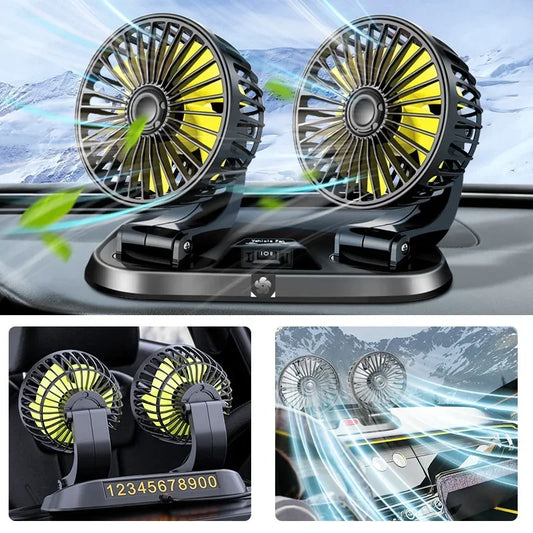Car 5V 12V 24V Fan Cooling Car Fan Dual Head Usb Car Fan 2 Speeds Adjustable Auto Cooler Air Fan Car Accessories Wind Regulation