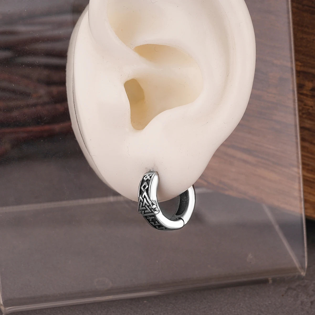 Vintage Viking Valknut Hoop Earrings Men Women Tiny Ancient Nordic Amulet Jewelry Scandinavian Rune Gift Stainless Steel Earring