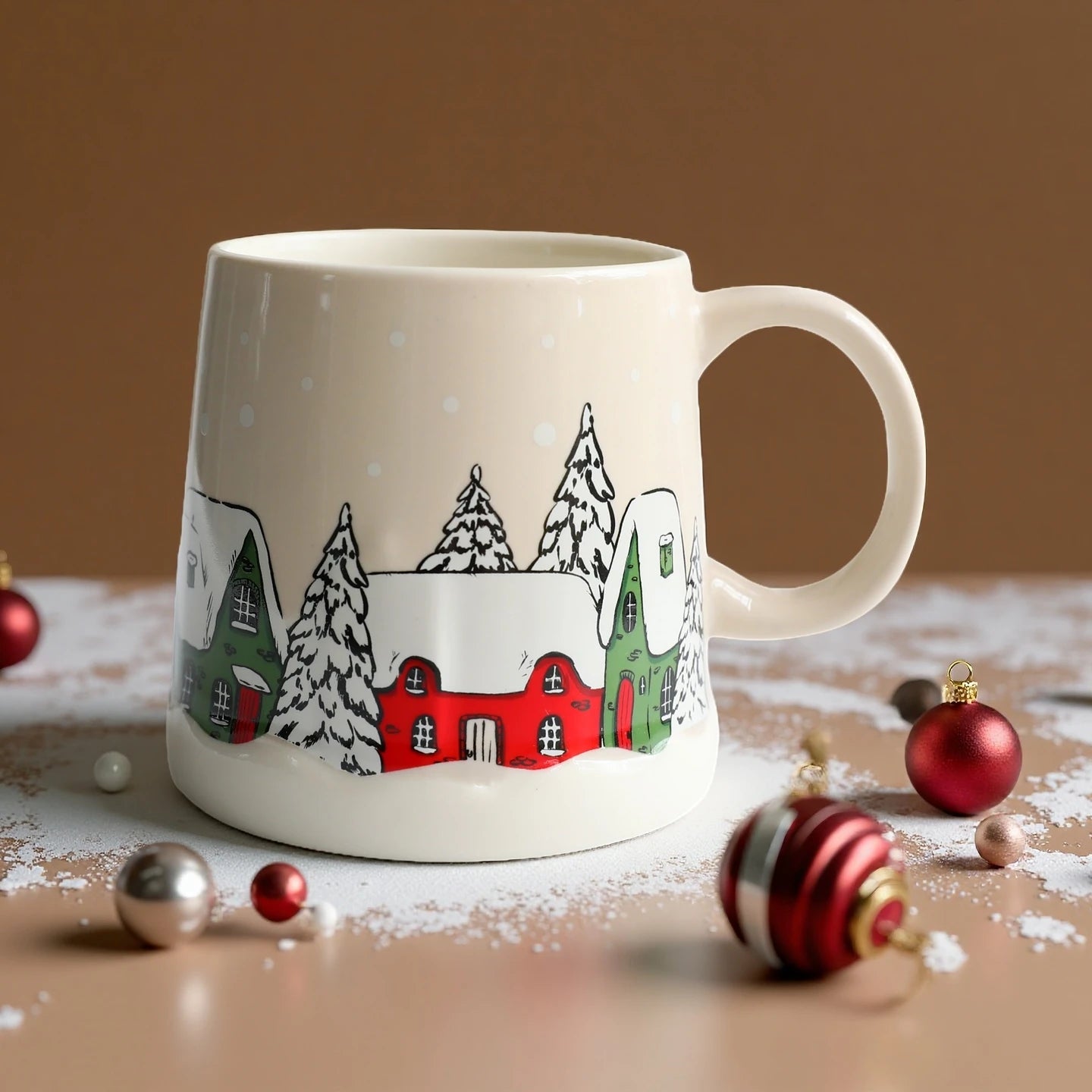Creative Christmas Gift Idea - 350ML Adorable Ceramic Mug with Coaster Set for Coffee & Tea, High Aesthetic Home Office Cup