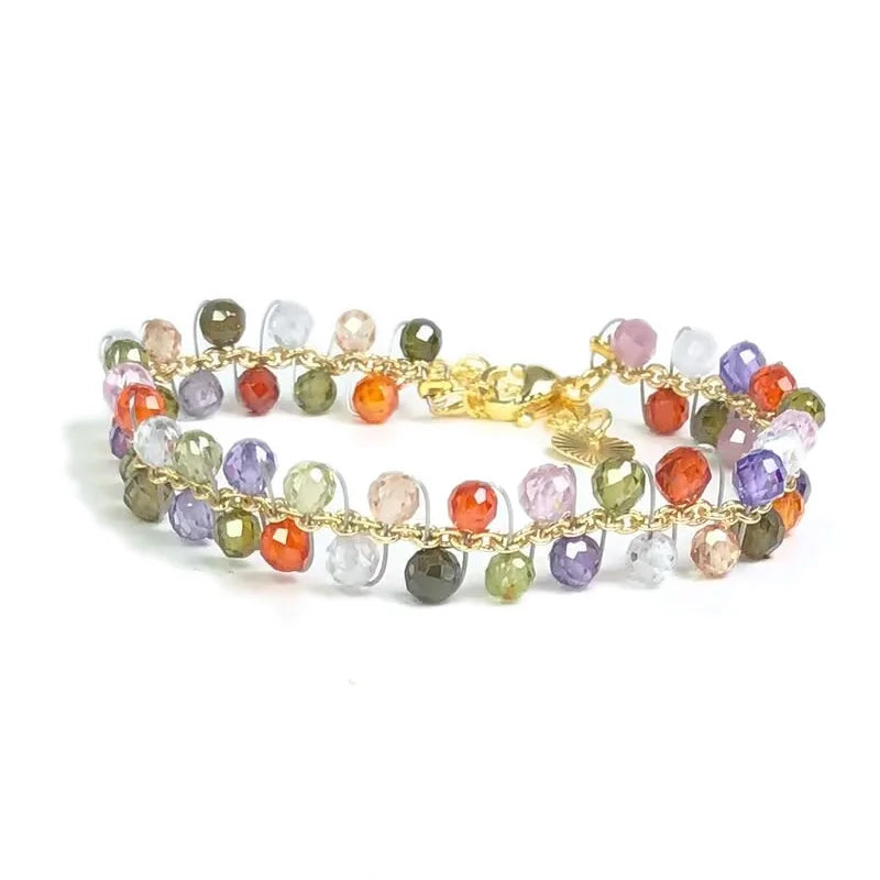 natural multifaceted 3-4mm stone Tourmaline garnet crystal quartz bracelet Women Jewelry Party /Wedding Luxury Gift Set Handwork