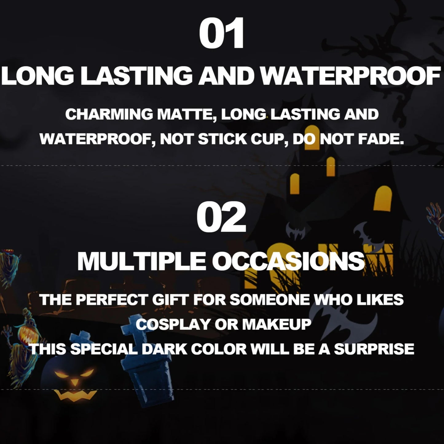 Vampire Black Purple Halloween Christmas Lipstick Moisturizing Waterproof Matte Lip Glosses Pigmented Lip Tint Makeup
