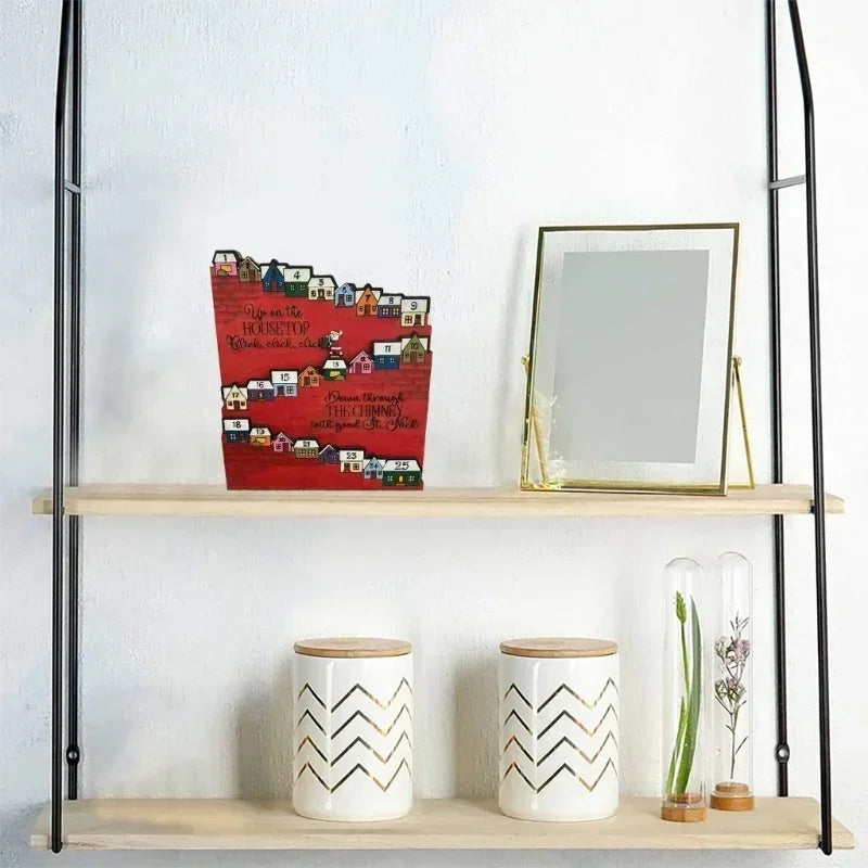 1/4pcs New Father Christmas Castle Countdown Advent Calendar Christmas Gift Wooden Calendar Ornament Decoration Stand