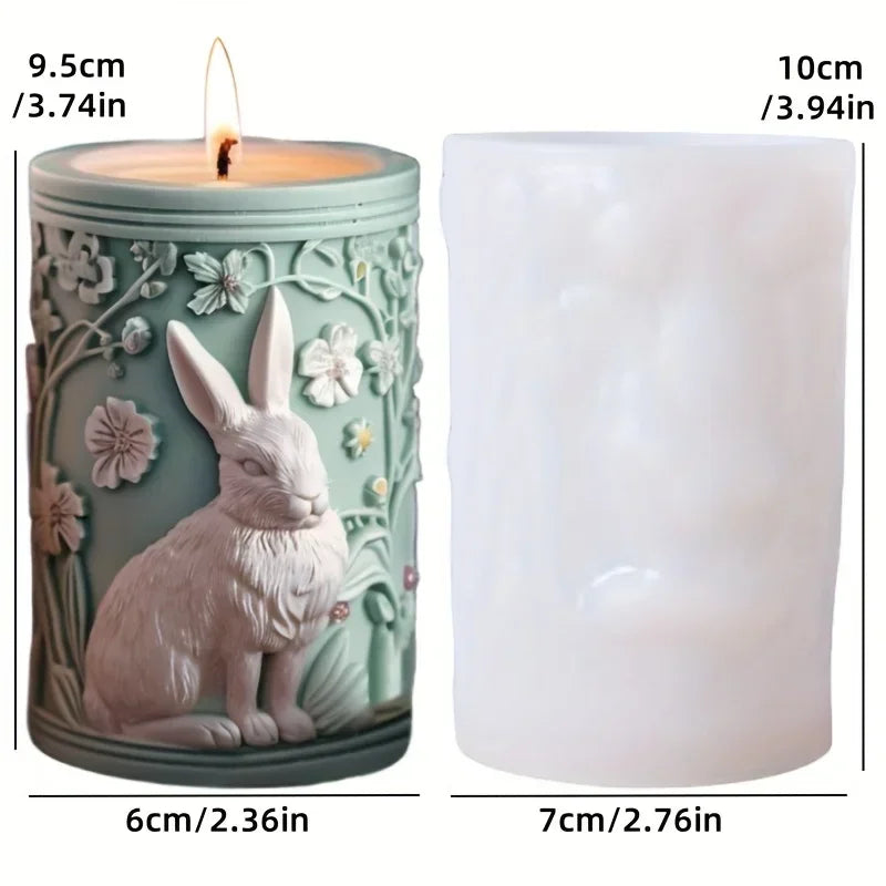 DIY elk relief cylindrical candle silicone mold sika deer flower relief resin mould Forest sika deer gypsum molds Christmas gift