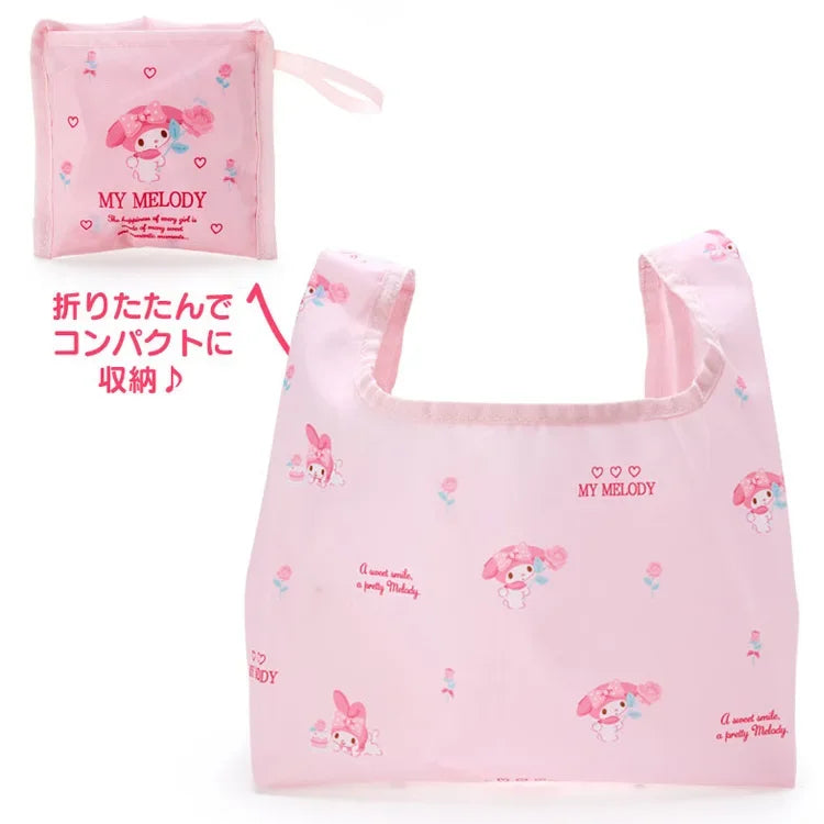 Foldable Hello Kitty Kuromi Melody Cinnamon Cartoon Storage Bag Organizer Folding Large Capacity Shopping Bag Christmas gift