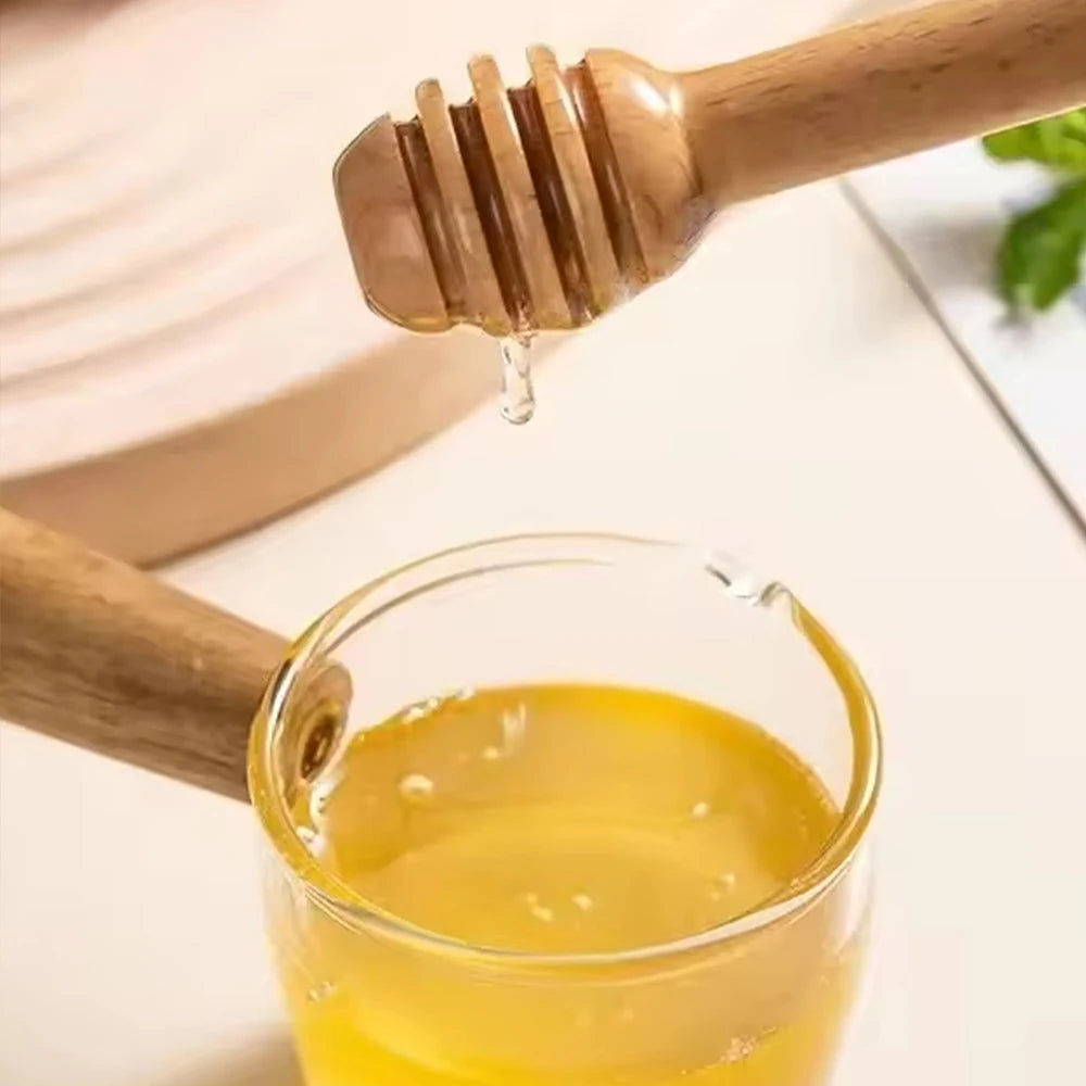 10/20/40Pcs Wooden Honey Dipper 8cm Honey Stirrers Jam Stir Sticks for Honey Jar Dispense Drizzle Honey Christmas Gift