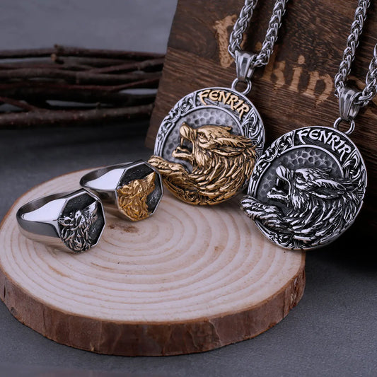 Stainless Steel Viking Fashion Wolf Head Ring Men's Freki Hip Hop Vintage Biker Boys Ring Scandinavian Jewelry Boyfriend Gift