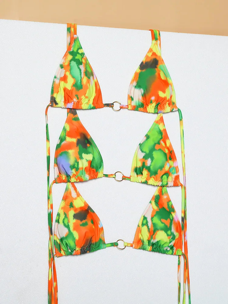 ZRTAK Sexy Bikinis Micro Thongs Bathing Suit Swimsuit Women Rings Biquini Bandage Beachwear Swimwear Two Piece Bikini Sets