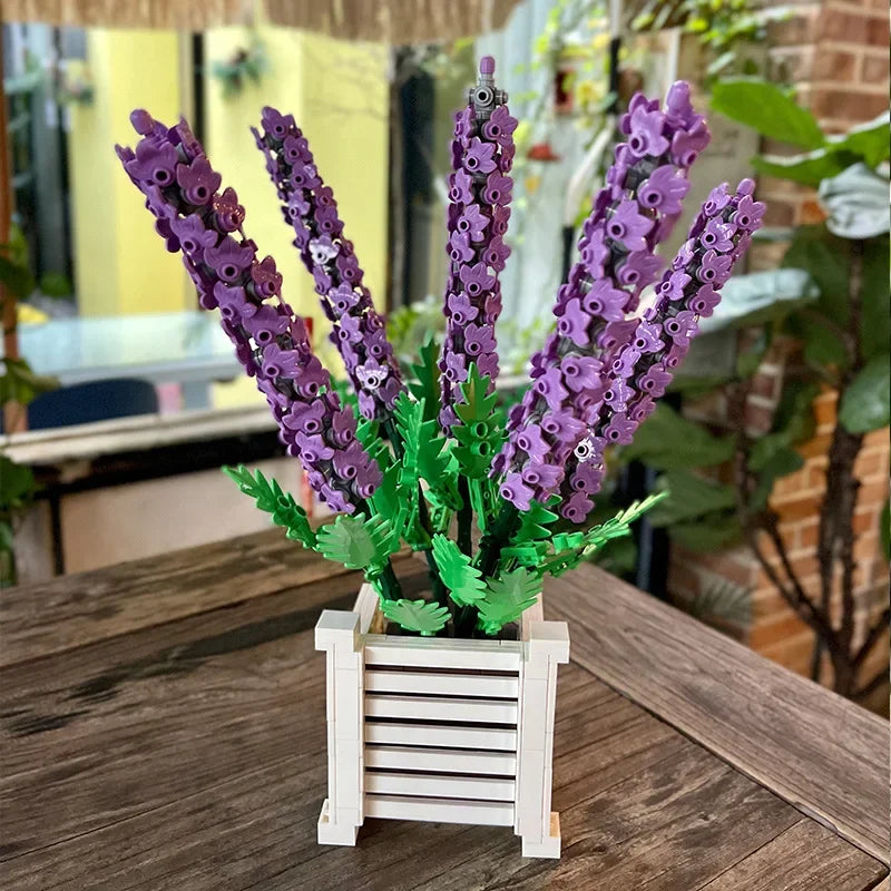 Creativity Flower 1204PCS Lavender Building Blocks Home Decoration Desktop Ornament Bricks Toys for Children's Christmas Gift