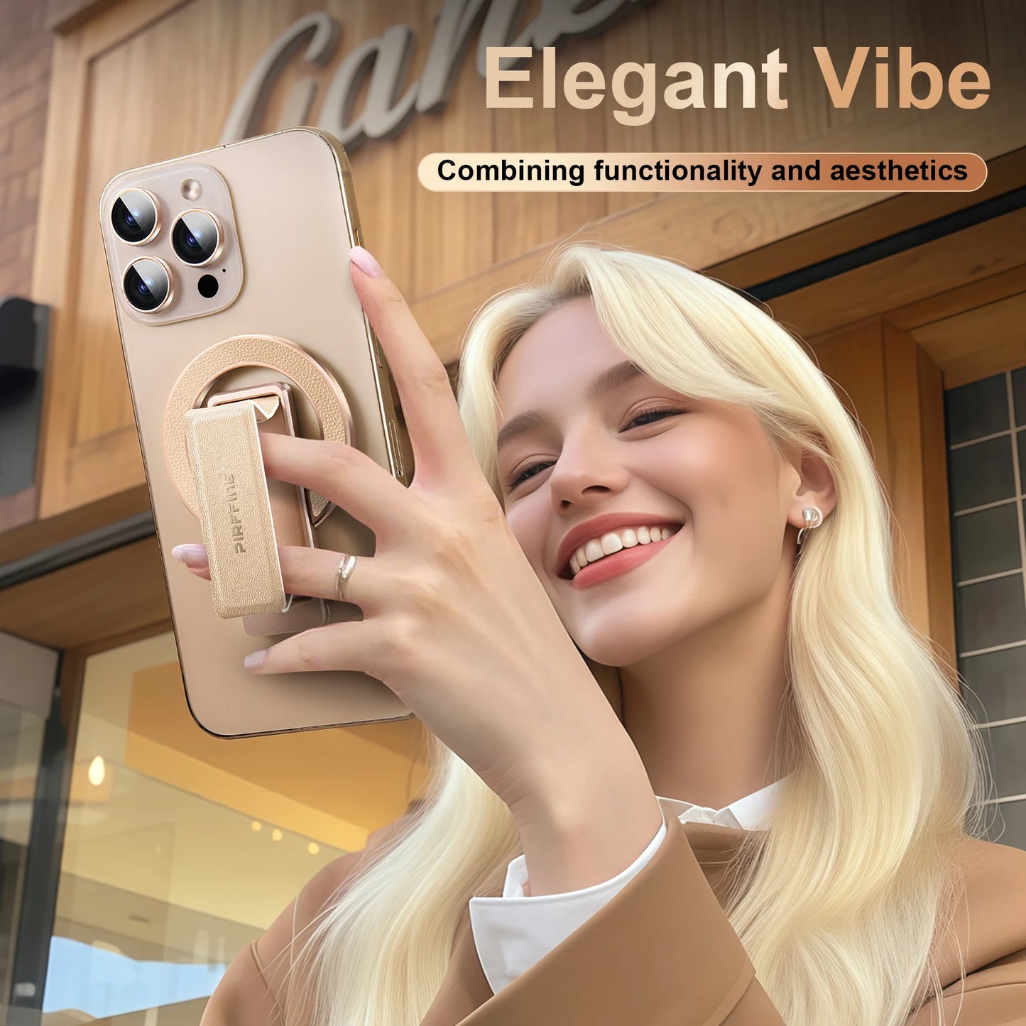 Eary Magnetic Phone Ring Grip Holder for Magsafe Genuine Leather Adjustable Angle for Phone Case Stand for iPhone 17 Air 16 15