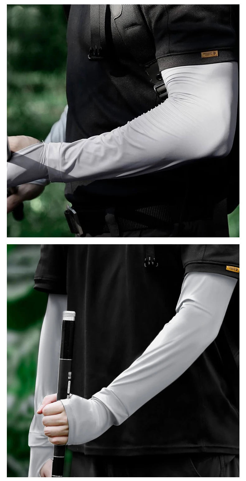Arm Sleeves with Thumb Hole UV Protection Cooling Arm Sleeves Summer Arm Cover for Sports Workouts Cycling Driving