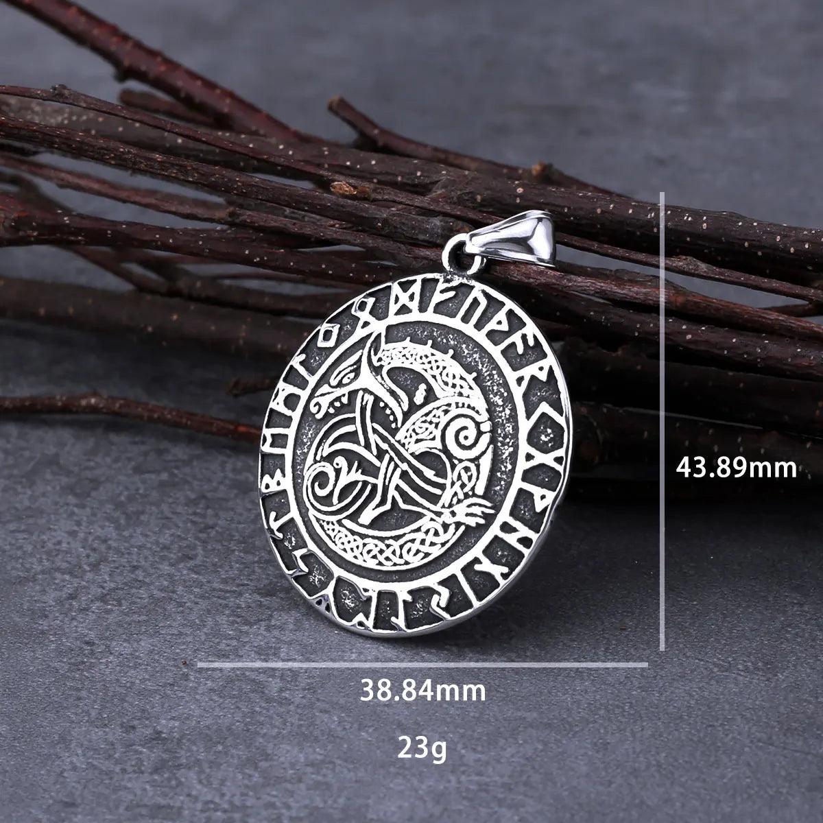 Viking Self-devourer Dragon Ouroboros Necklace Men Vintage Odin Stainless Steel Amulet Pendant Necklace Viking Fashion Jewelry