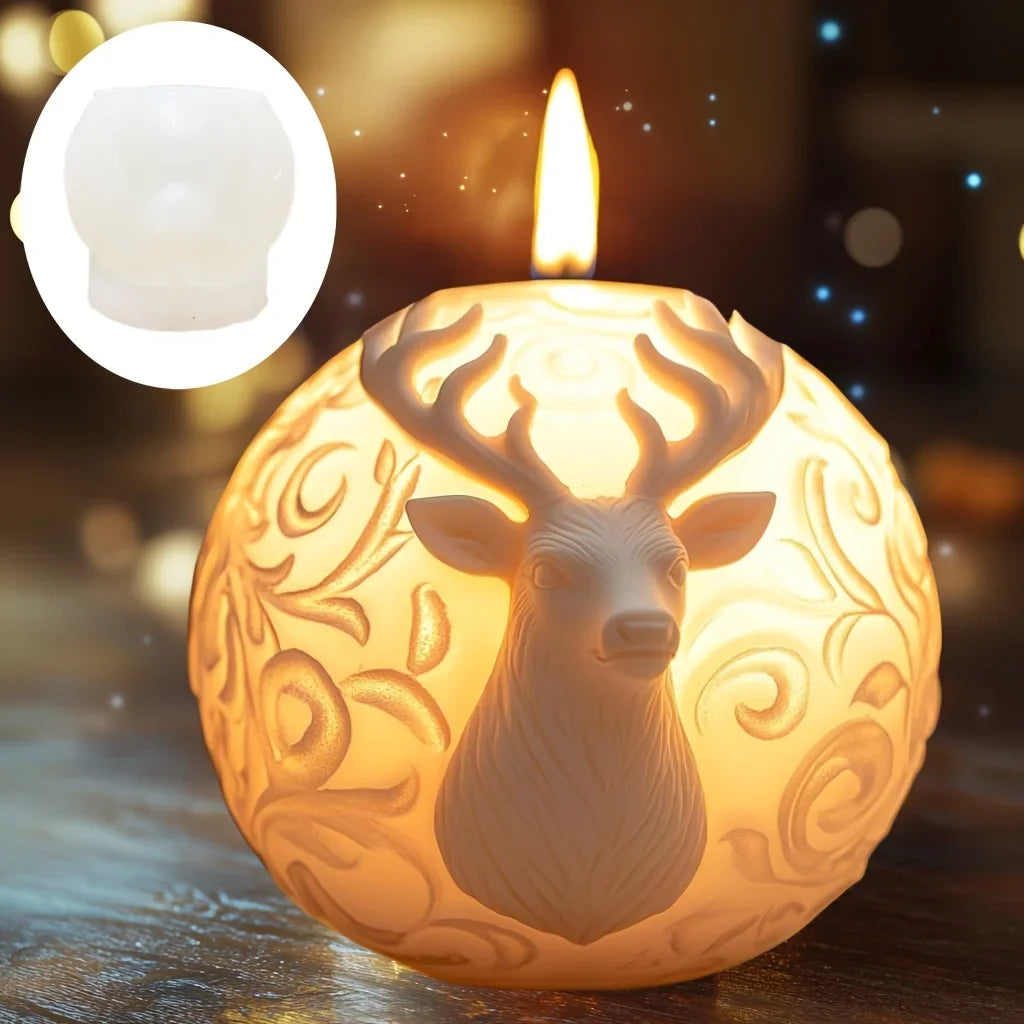 Santa Spherical Scented Candle Silicone Mold Wear Hat Santa Spherical Resin Mould Santa Relief Plaster Molds Christmas Gift