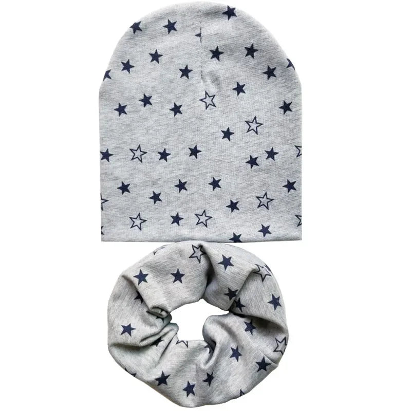 Star Print Cotton Baby Hat Autumn Winter Baby Girls Hat Boys Cap Toddlers Infant Cap Scarf Children Bonnet Hats