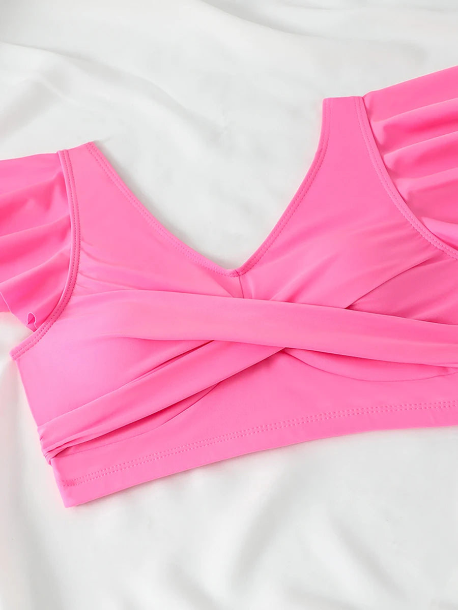 2025 Ruffle Bikinis Women Sexy Swimwear Female High Wasit Swimsuit Bathers Bathing Swimming Swim Suit Beachwear Summer