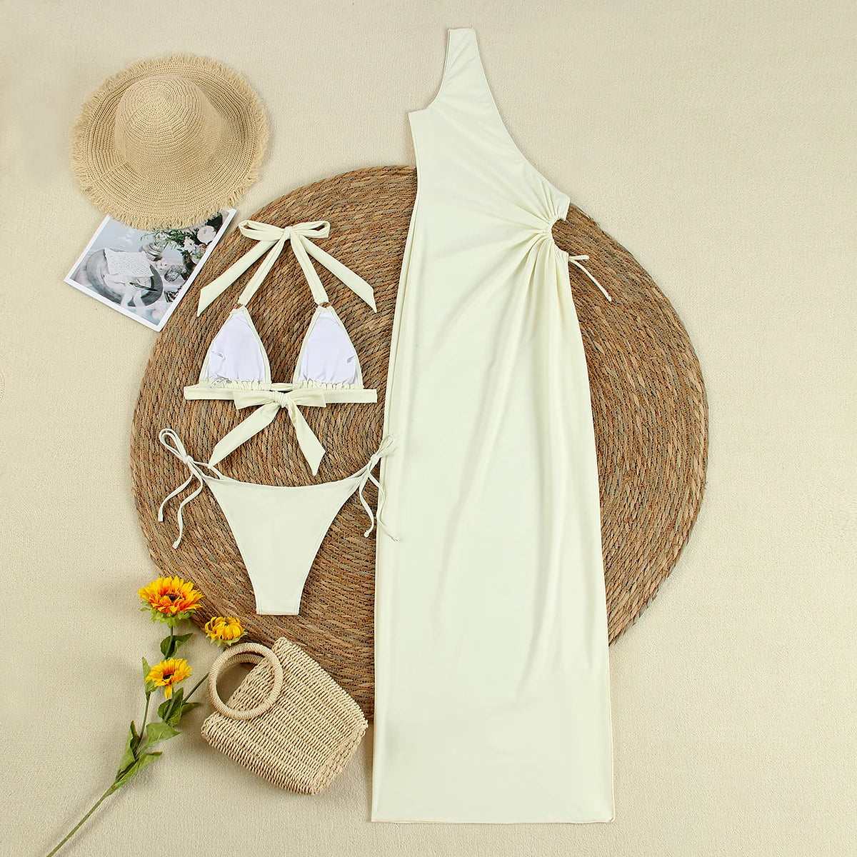 Sexy White Micro Thong Bikinis Women Swimsuit 2024 New Swimwear With Long Sleeve Bathing Suit Beachwear Biquini Female