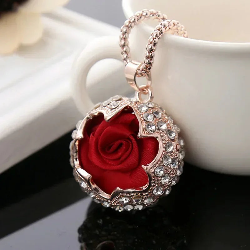 2024 Flower Long Necklaces for Women Fashion Crystal Choker Collier Femme Statement Necklaces&Pendants Accessories