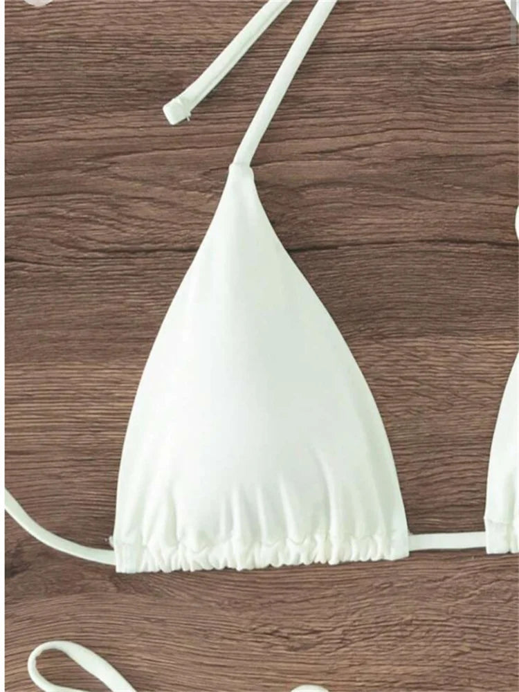 Sexy Bikini Set Women Swimsuit 2024 Black White 3D Floral Print Micro Bikinis Brazilian Cutout Beach Bathing Suit Thong Swimwear