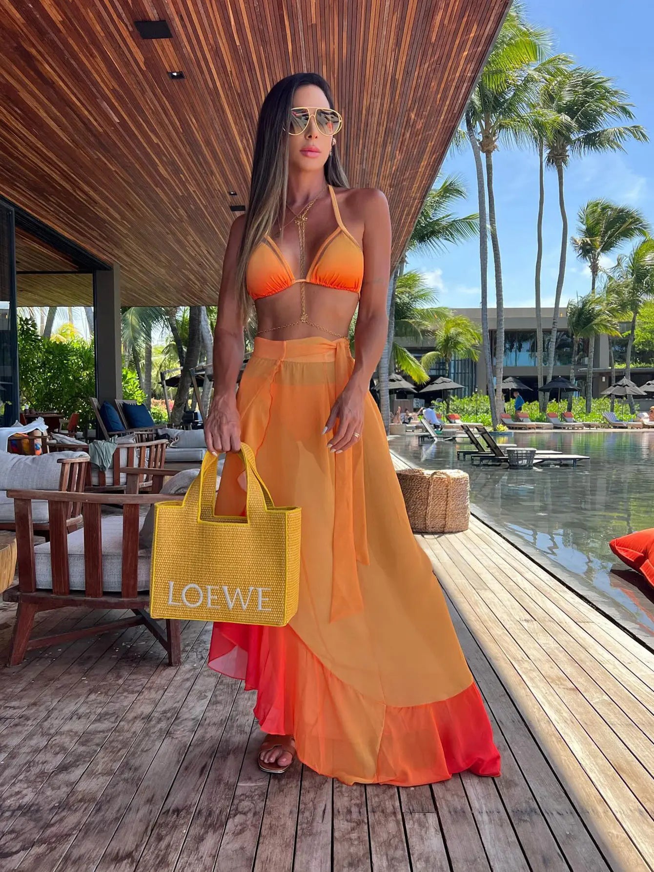 2025 New Sexy Women Three Piece Bikinis Set With Pants Bra See Through Beach Pants Swimsuit Summer Female Vacation Beachwear