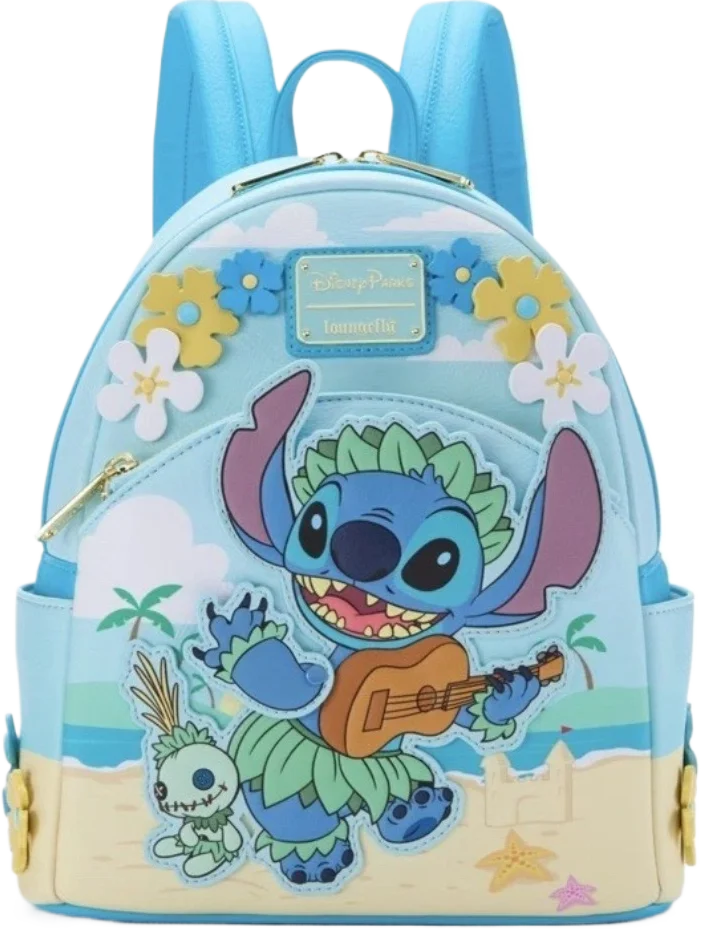 Parks Stitch Scrump Blumen Ukulele Mini Rucksack Pu Leather Student Backpack Stationery Christmas Gift
