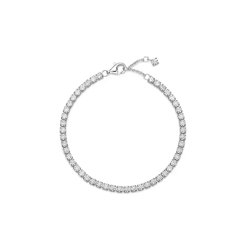 Exquisite 925 Sterling Silver New Shiny Heart-shaped Stars All Zircon Tennis Bracelet Luxurious Charm Bracelet Holiday Gifts