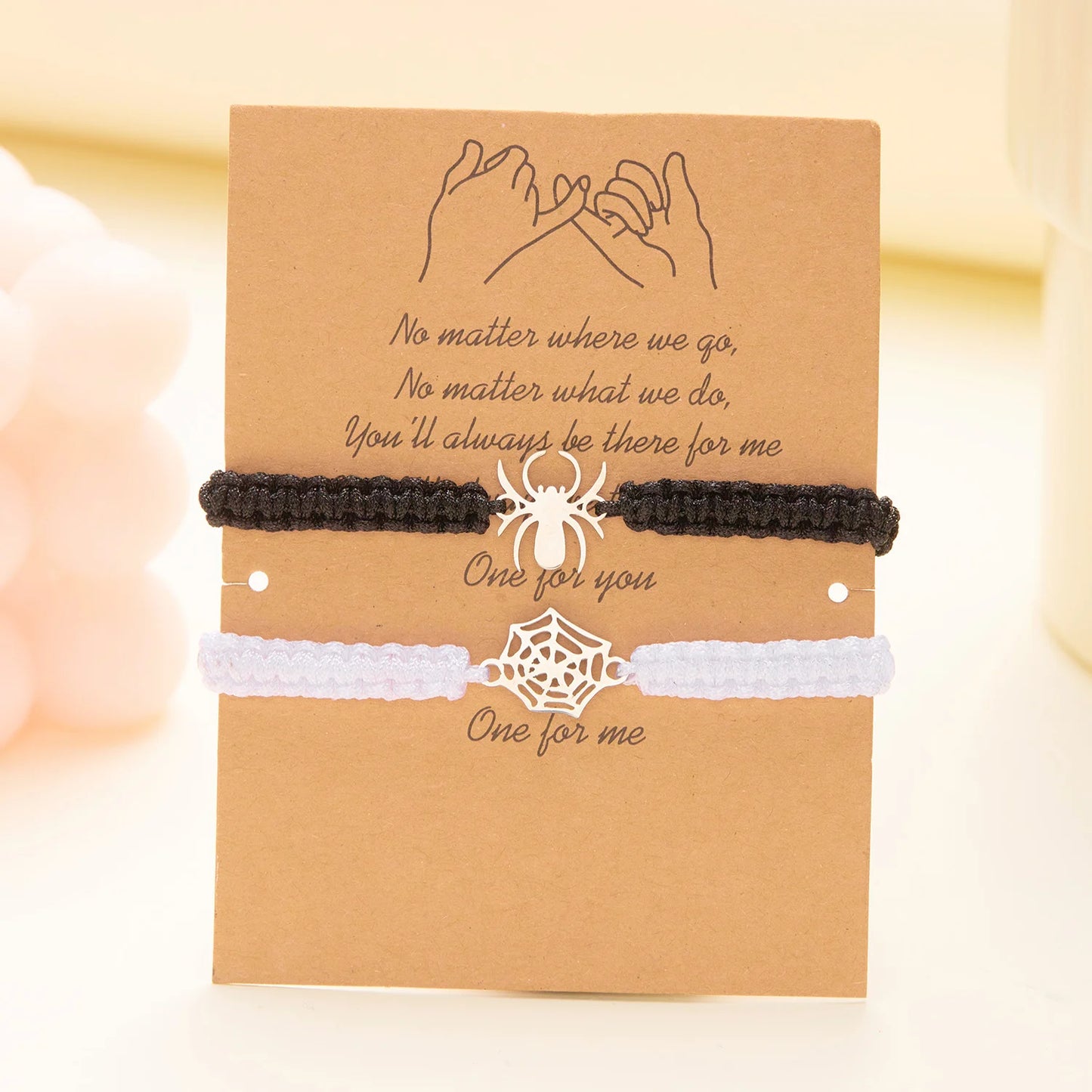 Fashion Halloween Couple Bracelets Classic Spider Spider Web Pendant Black Red Braid Rope Matching Bracelets Friendship Jewelry