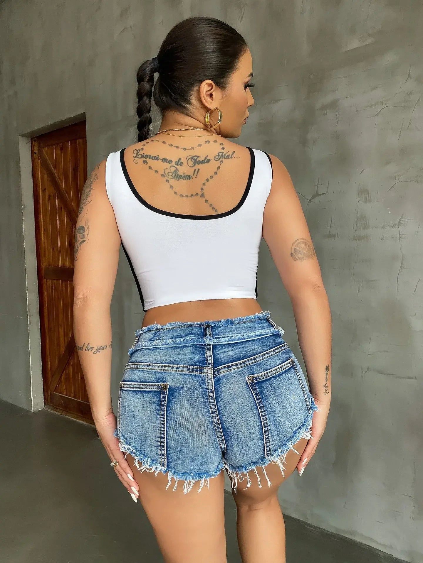 New Summer Fashion Women's Denim Shorts European Style Stretch Ripped Style Wish Explosive Popular Shorts