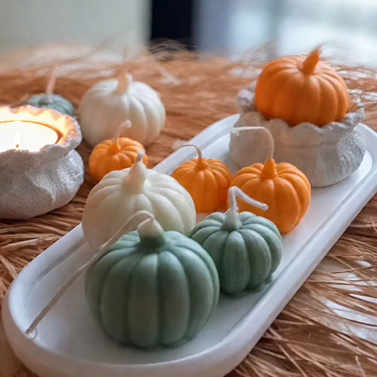 3pcs Pumpkin Silicone Candle Mold Plant Resin Gypsum Scented Candle Making Kit Thanksgiving Day Decor DIY Halloween Party Gifts