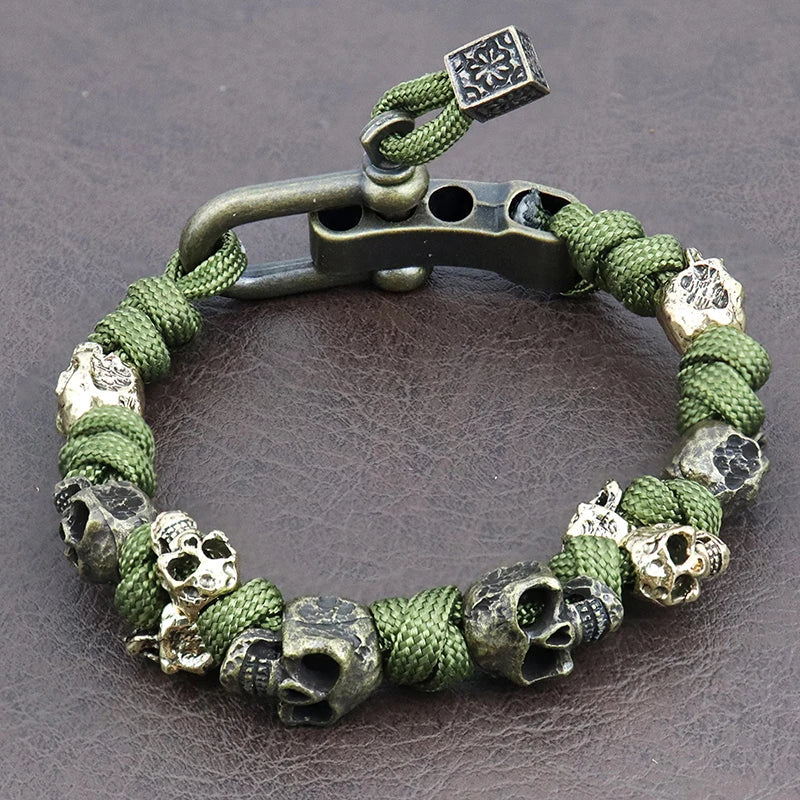 Trendy Popular Skull Bracelets for Men Gift Vintage Adjustable Woven Bracelet Punk Rock Charm Male Jewelry Accessories Wholesale