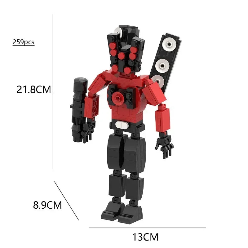New Skibidi Toilet Titan Guitor Speaker Man Building Blocks Set With Battle-axe Creative DIY Bricks Toys For Boys Christmas Gift