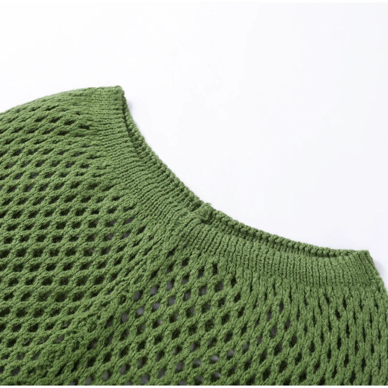 Sexy Beach Knit Women's Sets Crochet Flower Bikini Mini Skirt Female Suits 2025 Summer Halter Sleeveless Backless Top Skirts Set