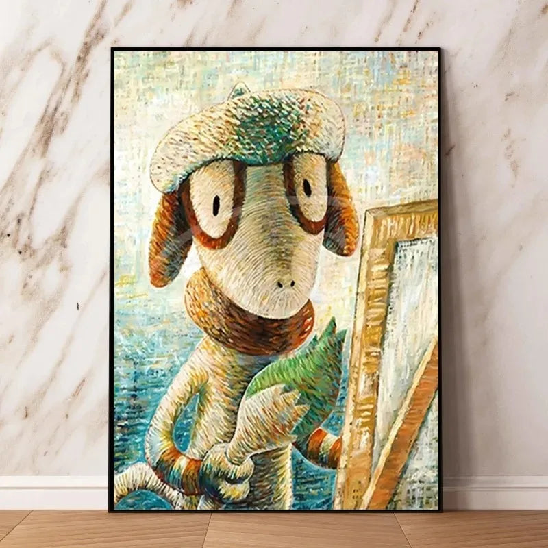 Van Gogh Museum Pocket Monster Anime Character Pikachu Canvas Painting Poster Living Room Bedroom Decoration Christmas Gift