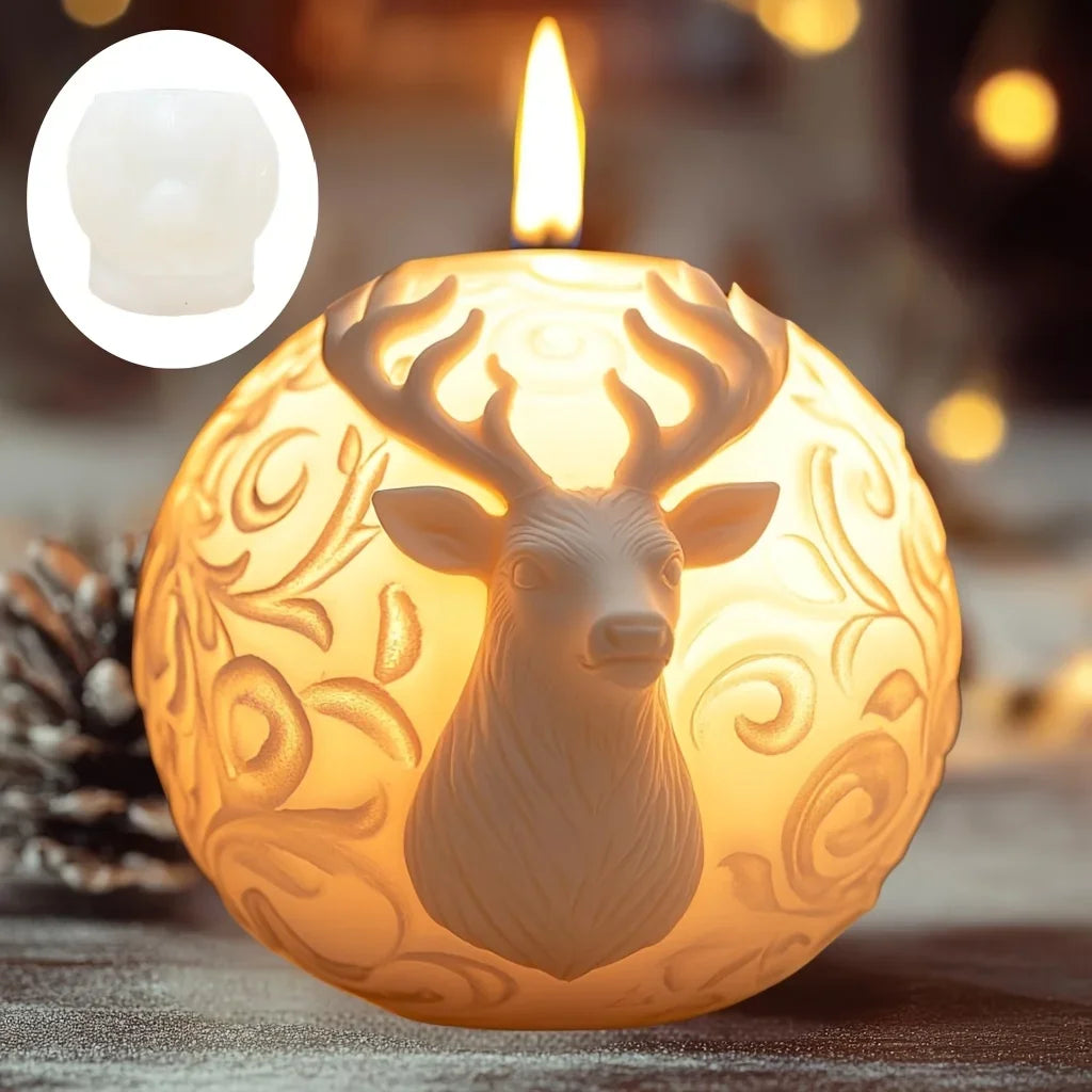 Santa Spherical Scented Candle Silicone Mold Wear Hat Santa Spherical Resin Mould Santa Relief Plaster Molds Christmas Gift