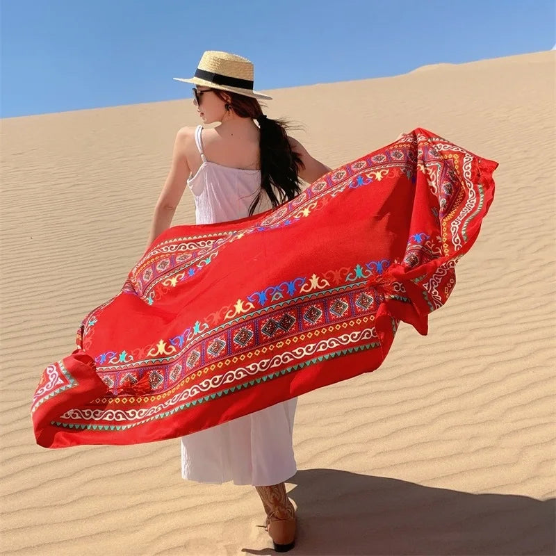 Travel Beach Sunscreen Scarves for Women Bikini Large Sarong Wrap Scarf Brazilian Swimsuit Bathing Cover-ups 17 Styles 90x180cm