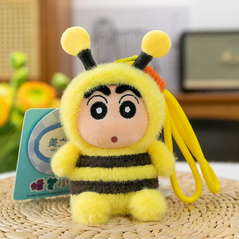 Penguin Crayon Shin-chan Plush Toy Keychain Girl Cute Bee Backpack Pendant Crayfish Doll Car Hanging Decoration Christmas Gift