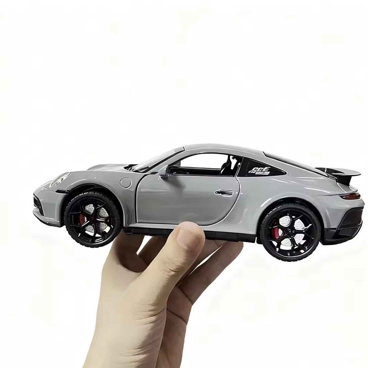 1:22 Scale High-Grade Gray 911 Alloy Die-Cast Pull-Back Car Model Toy Car Collectible Decoration Ornament Boys' Birthday Christmas Gift