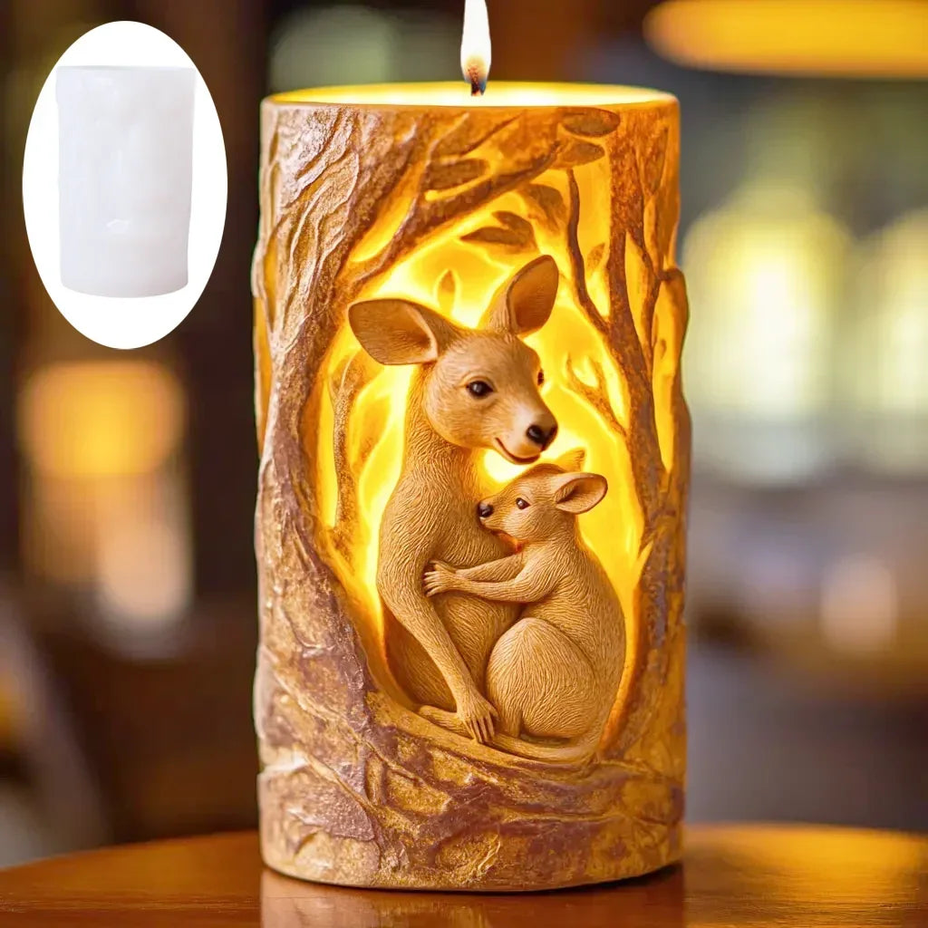 DIY elk relief cylindrical candle silicone mold sika deer flower relief resin mould Forest sika deer gypsum molds Christmas gift