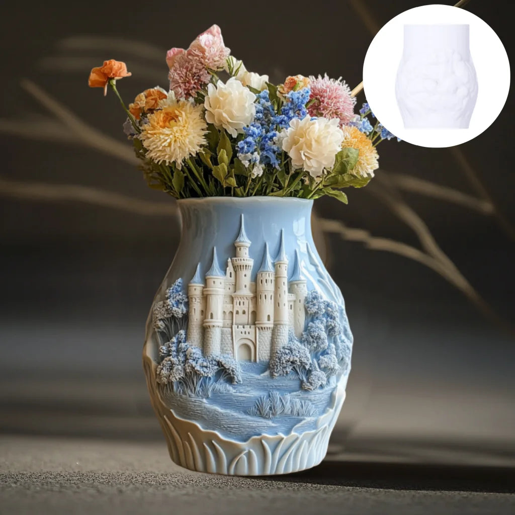 Windmill Town Succulent Plant Pot Silicone Mold  Windmill Town House Relief  Flower Pot Resin Mold Dream house storage box molds