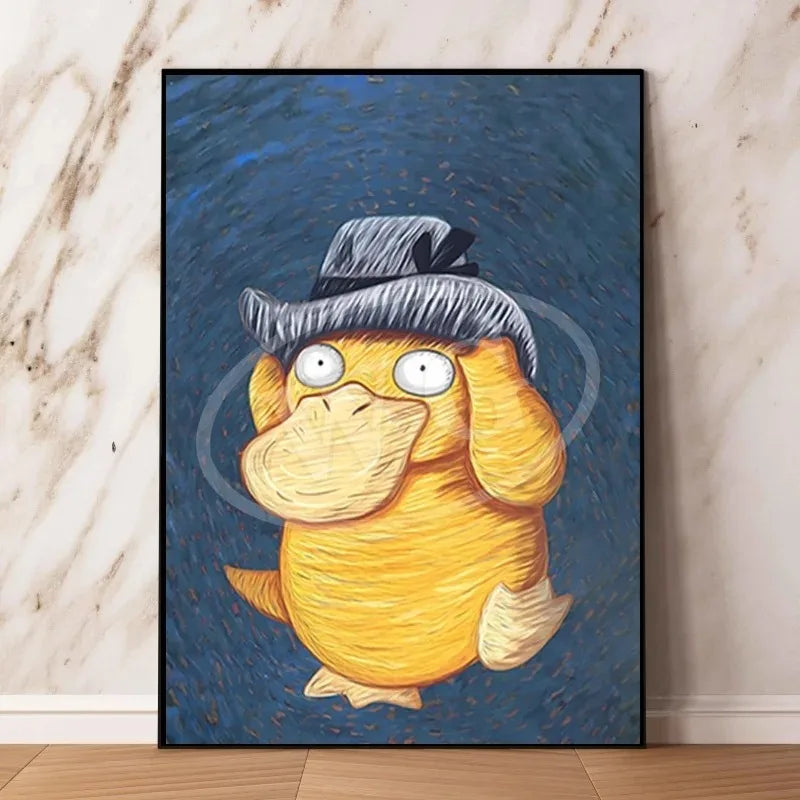 Van Gogh Museum Pocket Monster Anime Character Pikachu Canvas Painting Poster Living Room Bedroom Decoration Christmas Gift