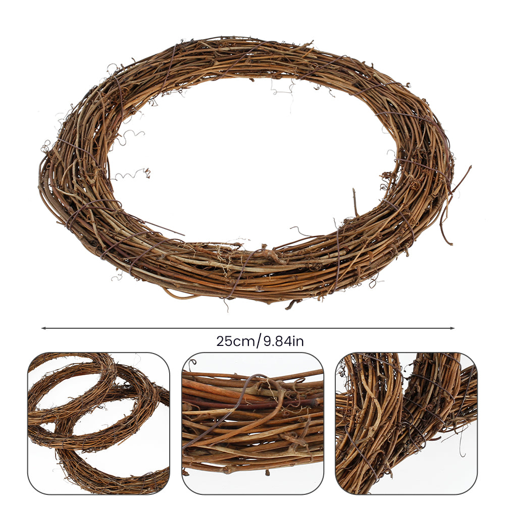 3/5Pcs Round Natural Rattan Wreath Stem Branch Ring Garland Wedding Birthday Party Decor Supplies Christmas Gift 15//20/25/35cm